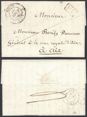 France 1840 Postal History Rare Stampless Cover + Content Digne Aix D.1059 foto