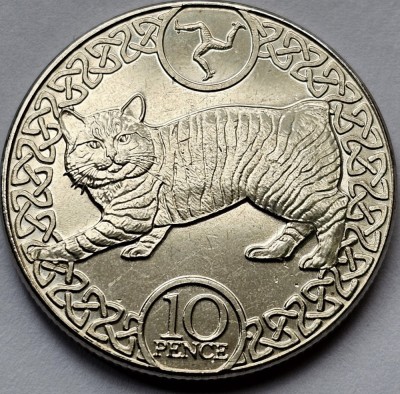 10 pence 2020 Isle of Man / Insula Man , Manx cat, km#1581 foto