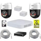 Sistem supraveghere IP Dahua cu functii inteligente, 2 camere rotative, 5MP, Alarma, Difuzor, Switch, Accesorii incluse, Hard Disk 500GB SafetyGuard S