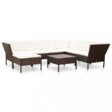 vidaXL Set mobilier de grădină cu perne, 8 piese, maro, poliratan 48951