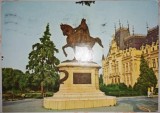 CY - Carte Postala Ilustrata "IASI Statuia lui Stefan cel Mare" circulata 1980 (RSR) / mai RARA pe lat (in format landscape)
