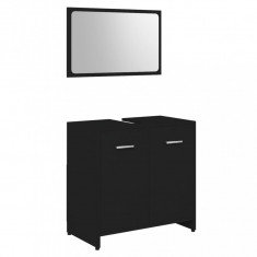 Set mobilier de baie, negru, PAL