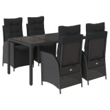 Cumpara ieftin Set mobilier de gradina cu perne, 5 piese, negru, poliratan