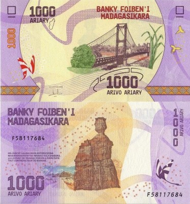 MADAGASCAR 1.000 ariary ND (2017) UNC!!! foto