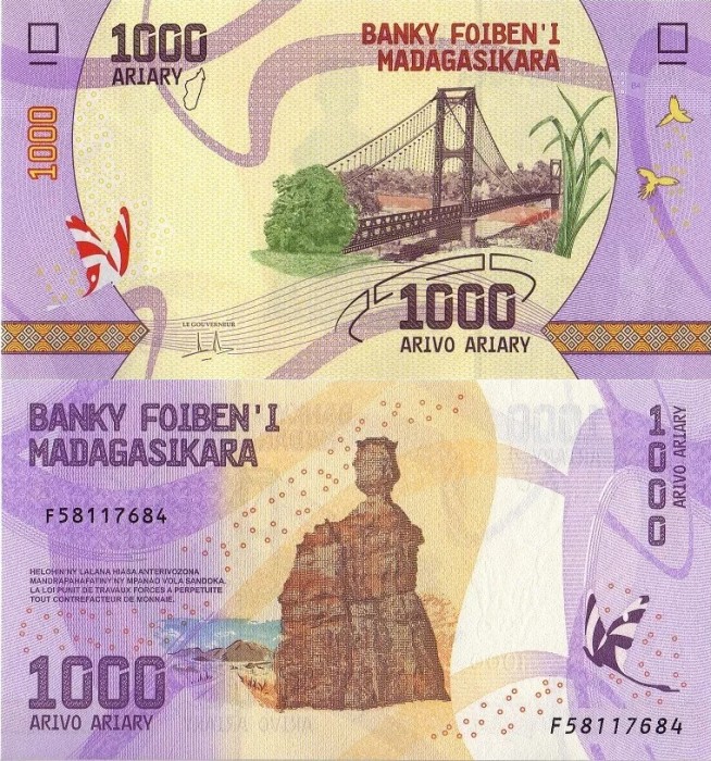MADAGASCAR 1.000 ariary ND (2017) UNC!!!