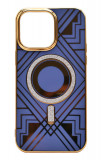 Husa Luxury Glitter tip MagSafe cu insertii aurii pentru Apple iPhone 13 Pro, Albastru