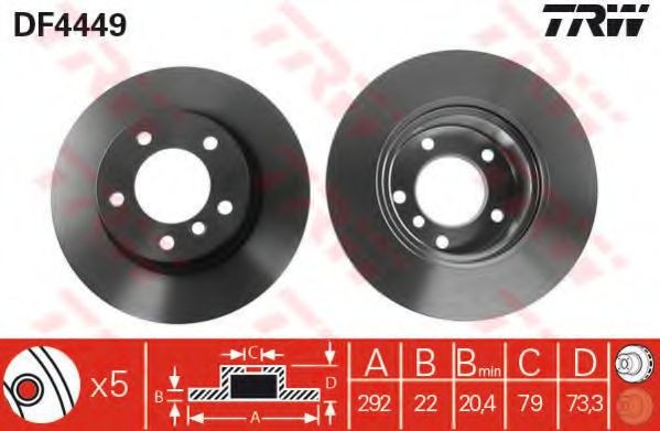 Disc frana BMW Seria 3 (E90) (2005 - 2011) TRW DF4449