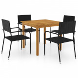 Set mobilier de grădină, 5 piese, negru