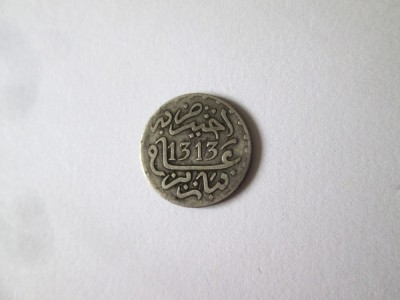 Maroc 1/2 Dirham 1313(1896) monedă argint monetăria Paris-Sultan Hasan I foto
