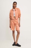 Answear Lab pantaloni scurti jeans femei, culoarea portocaliu, neted, high waist