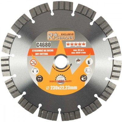 Disc diamantat segmentat, beton armat, caramida, taiere uscata, 230 mm/22.23 mm, Richmann Exclusive foto