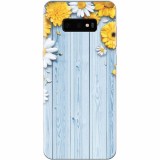 Husa silicon pentru Samsung Galaxy S10 Lite, Sunflower On Blue Wood