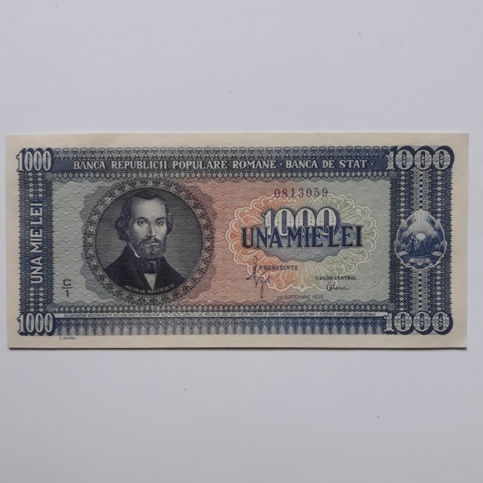 romania bancnota 1000 lei 1950 serii consecutive C/1 - 0813059 - 0813060 - 1700 lei