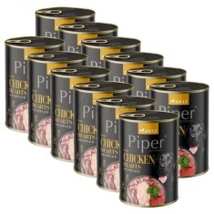 Hrana umeda pentru caini Piper Adult conserva pentru caini cu inimi de pui si spanac 400 g