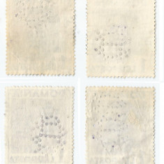 *Romania, lot 7 cu 4 timbre perforate identice cu perforatii in pozitii diferite