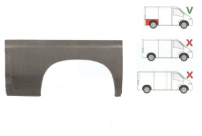 Segment reparatie aripa spate Peugeot Boxer, Citroen Jumper, Fiat Ducato 1994-2006, Partea Dreapta, Spate, partea inferioara, Model SCURT foto