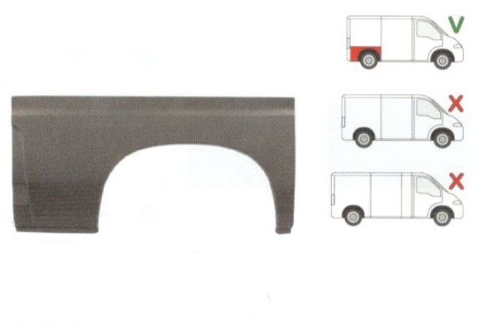 Segment reparatie aripa spate Peugeot Boxer, Citroen Jumper, Fiat Ducato 1994-2006, Partea Dreapta, Spate, partea inferioara, Model SCURT