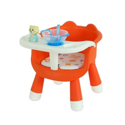 Scaun de Masa pentru Copii, Cyrax, 2 in 1, Tavita Detasabila, Spatar Ergonomic, +6 Luni, Inaltime 36 cm, Portocaliu foto