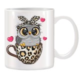 Cana alba personalizata cu Bufnita, INOVATIX&reg;. 330ml