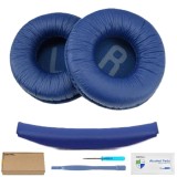 Set 2 bureti + Banda superioara pentru casti JBL Tune 590BT / 570BT / 560BT / 525BT / 520BT / 520C / 510BT / 500BT On-Ear - Albastru, Spuma cu memorie