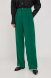 Cumpara ieftin United Colors of Benetton pantaloni femei, culoarea verde, drept, high waist