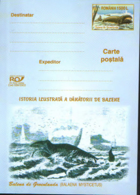 Intreg postal CP nec. 2003 - Istoria ilustrata a vanatorii de balene - Balena foto