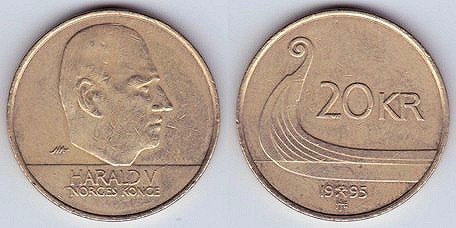 Monede uzuale NORVEGIA - 90 kr de 10+20 Kr.