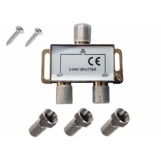Spliter antenă TV, Active, multiplicator cablu coaxial RF, 2 Iesiri + 1 Intrare, mufe legatură incluse