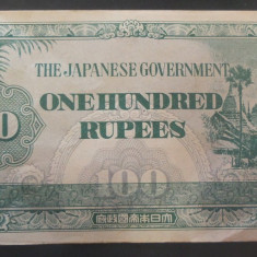 Bancnota OCUPATIE JAPONEZA IN BURMA - 100 RUPII, anul 1944 *cod 413