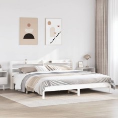 vidaXL Cadru de pat fără saltea, alb, 180x200 cm, lemn masiv pin