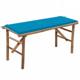 Cumpara ieftin Bancă de grădină pliabilă cu pernă, 118 cm, bambus