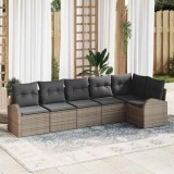 VidaXL Set de canapele pentru grădină cu pernă 6 pcs Gri Rattan poli