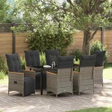 VidaXL Set de masă pentru grădină cu pernă 7 pcs Gri Rattan poli