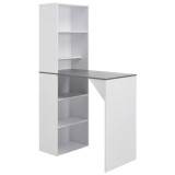Cumpara ieftin Masa de bar cu dulap, alb, 115 x 59 x 200 cm