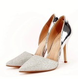 PANTOFI ARGINTII DECUPATI MEGAN 04, 39 - 41, Argintiu