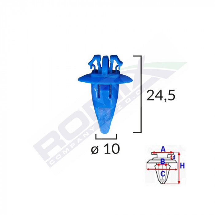 Clips Fixare Elemente Exterioare Pentru Toyota 10X24.5 - Albastru Set 10 Buc 141256 80104-RMX