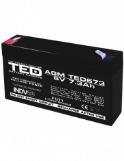 Acumulator AGM VRLA 6V 7,3A dimensiuni 151mm x 35mm x h 95mm F1 TED Battery Expert Holland TED002976 (10) SafetyGuard Surveillance