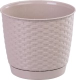 Ghiveci rotund Prosperplast Ratolla Round 190, mocca, cu farfurie