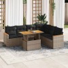 VidaXL Set canapele grădină cu perne 7 piese gri poliratan/lemn acacia 3327497
