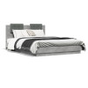 VidaXL Cadru de pat cu tăblie și lumini LED, gri beton, 120x200 cm