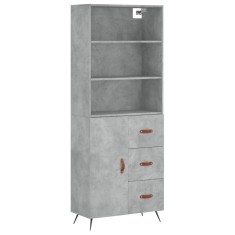 Dulap inalt, gri beton, 69,5x34x180, lemn compozit