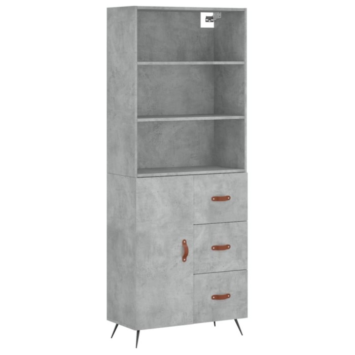 Dulap inalt, gri beton, 69,5x34x180, lemn compozit