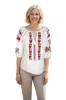 Bluza dama RS25 alb/rosu bordo , marimea XL, Casual, Bumbac