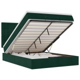 Cumpara ieftin Cadru de pat otoman cu saltele, catifea verde inchis 140x190cm