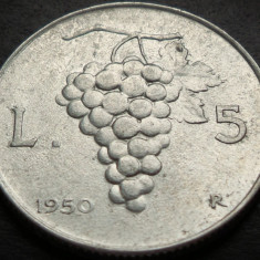 Moneda istorica 5 LIRE - ITALIA, anul 1950 * cod 362 A