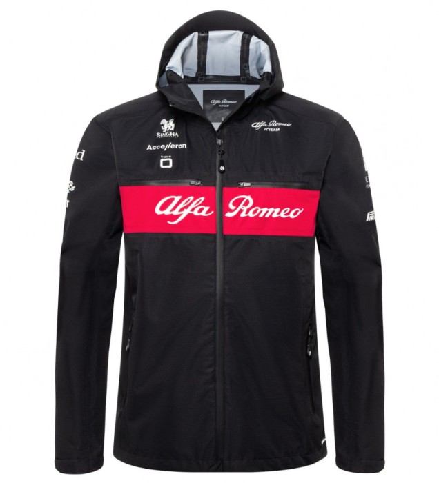 Alfa Romeo Racing geacă de bărbați cu glugă Rain official black F1 Team 2023 - XXL