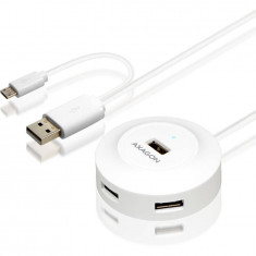 Hub USB AXAGON 4x USB2.0 + Micro USB OTG Alb foto