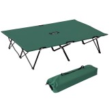 Outsunny Pat de tabără pliabil dublu pentru 2 persoane 193 x 125 x 40 cm poliester Oxford metal verde | Aosom Romania