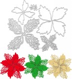 Set de 5 flori de Craciun Naler, metal, multicolor, 10 x 10 cm