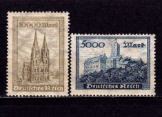 ✅ (S41) Germania Reich 1923 &quot;Wartburg si Koln&quot; &quot; serie completa Michel 261/262, MH